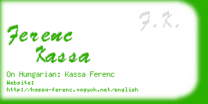 ferenc kassa business card